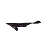 The 79Bike Falcon Pro Racing Chain Guard Cover features angular edges and multiple cutouts in black metal or plastic, designed for racing motorcycles or bicycles, shown isolated on a white background.