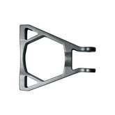 A metallic, hexagonal 79Bike Falcon Pro Reinforced Rear Progression Triangle bracket with two parallel prongs and triangular cutouts on each side, shown against a white background.