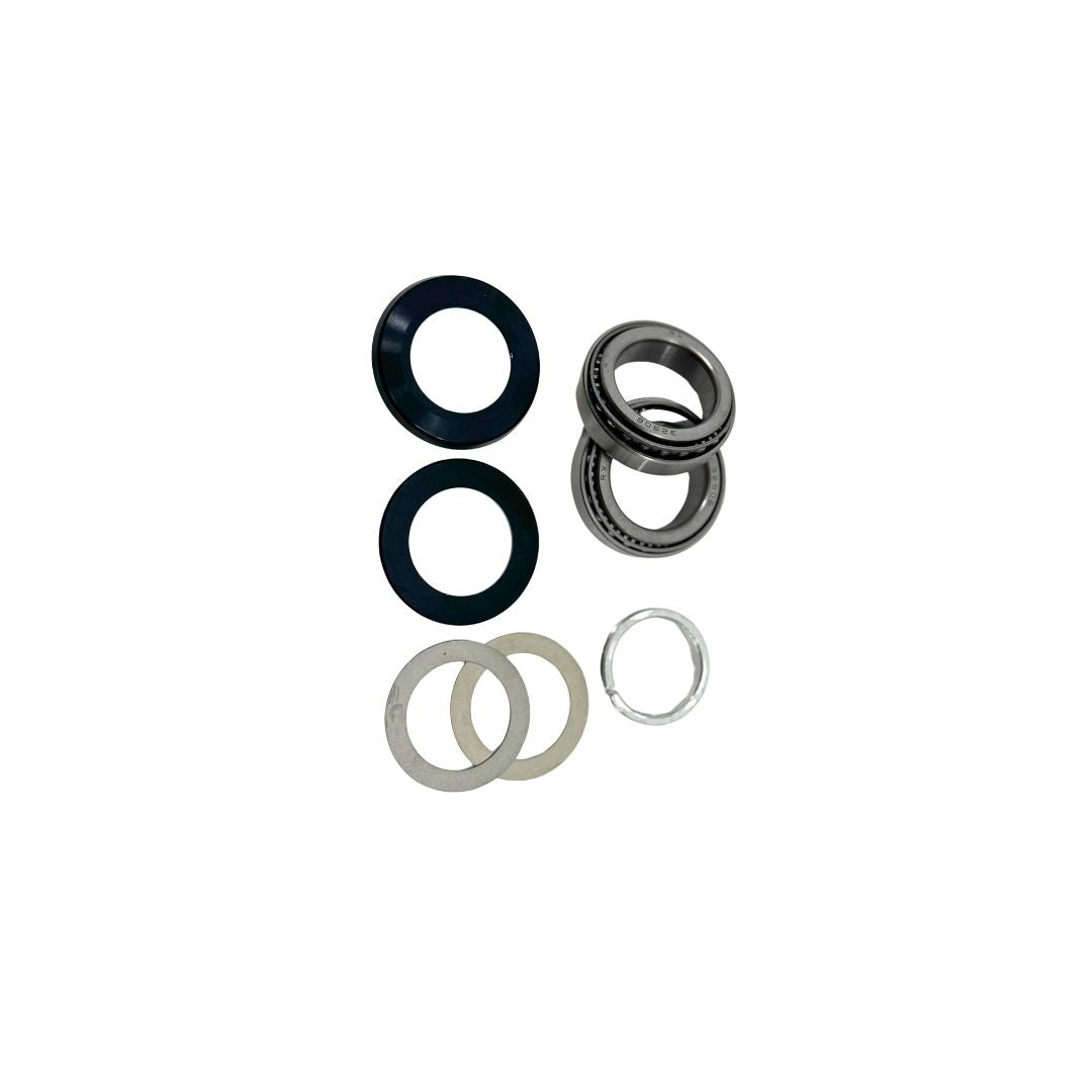 The Talaria Headset Bearing Kit by Talaria includes two black rubber seals, two durable bearings, two flat metal washers, and one toothed washer—perfect as replacement parts.