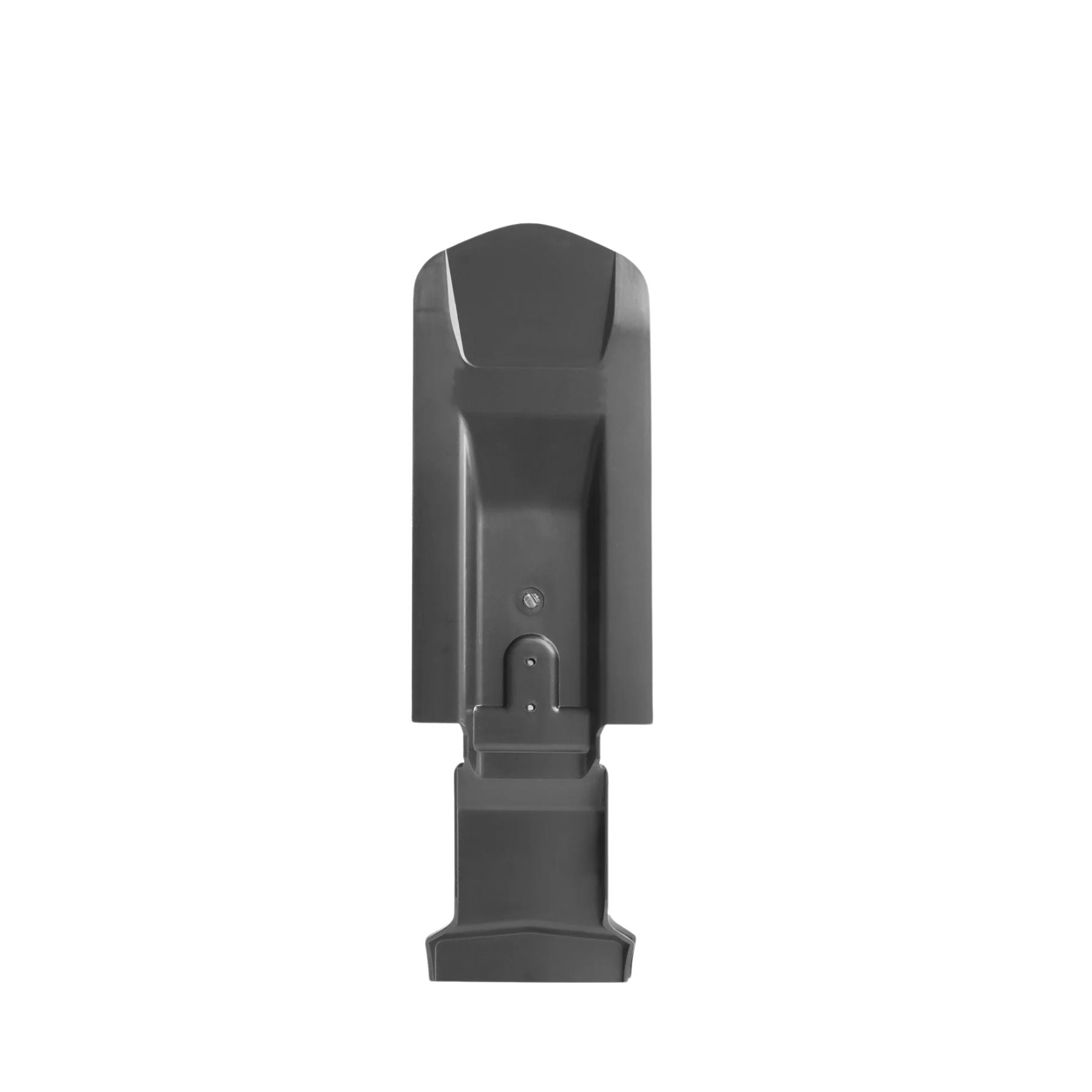 The 79Bike Falcon Pro Underseat Plastic is a black, rectangular wall-mounted holder with a central circular button—perfect as a replacement part for your Falcon Pro seat.