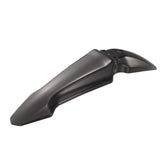 The E Ride Pro Front Fender from E-Ride Pro features a sleek, angular design with a glossy finish and mounting holes, ideal for replacing a front fender. Its stylish yet functional look is accentuated when viewed from the side against a white background.