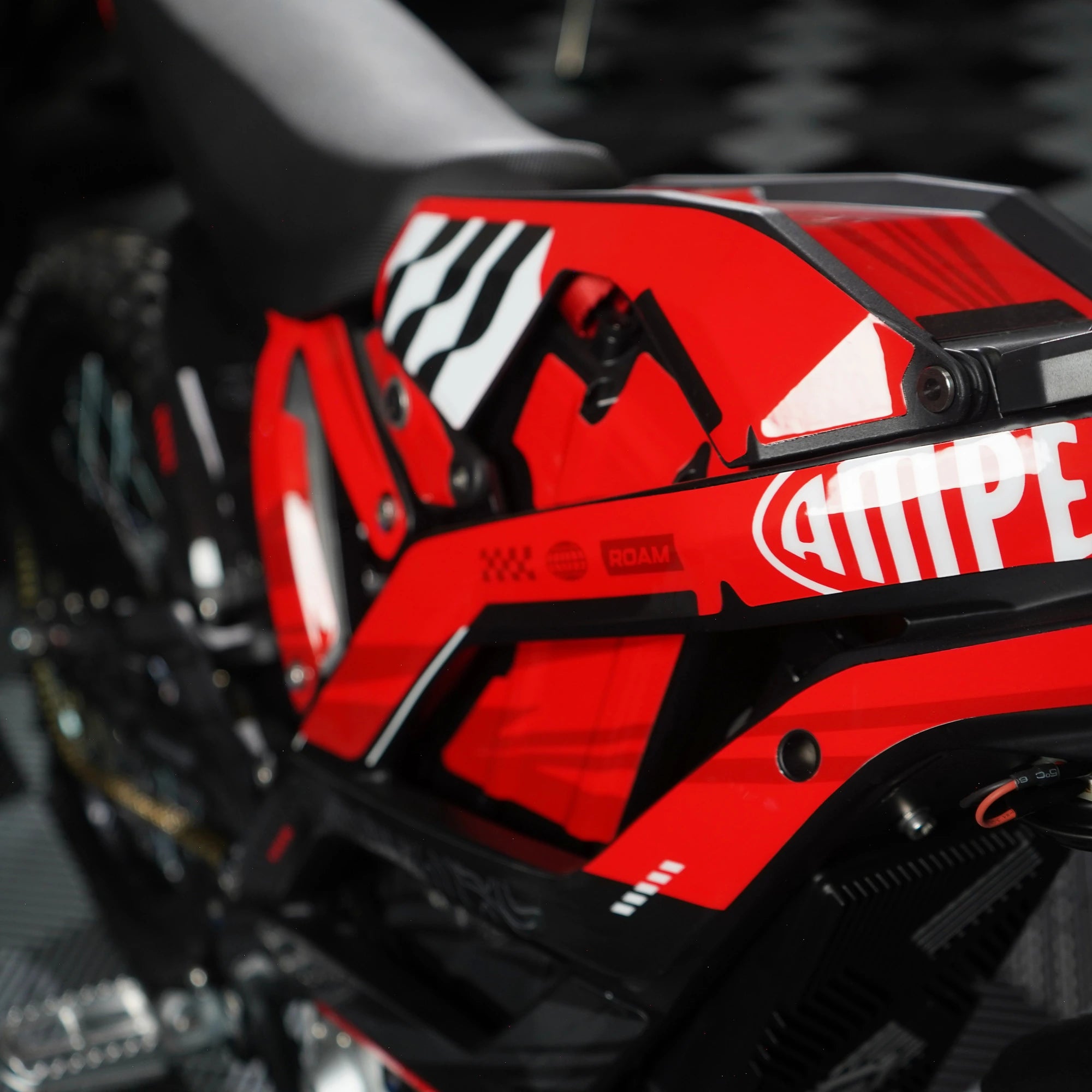 Strike E-Moto Graphics Kit, Redline colorway, on 79Bike Falcon