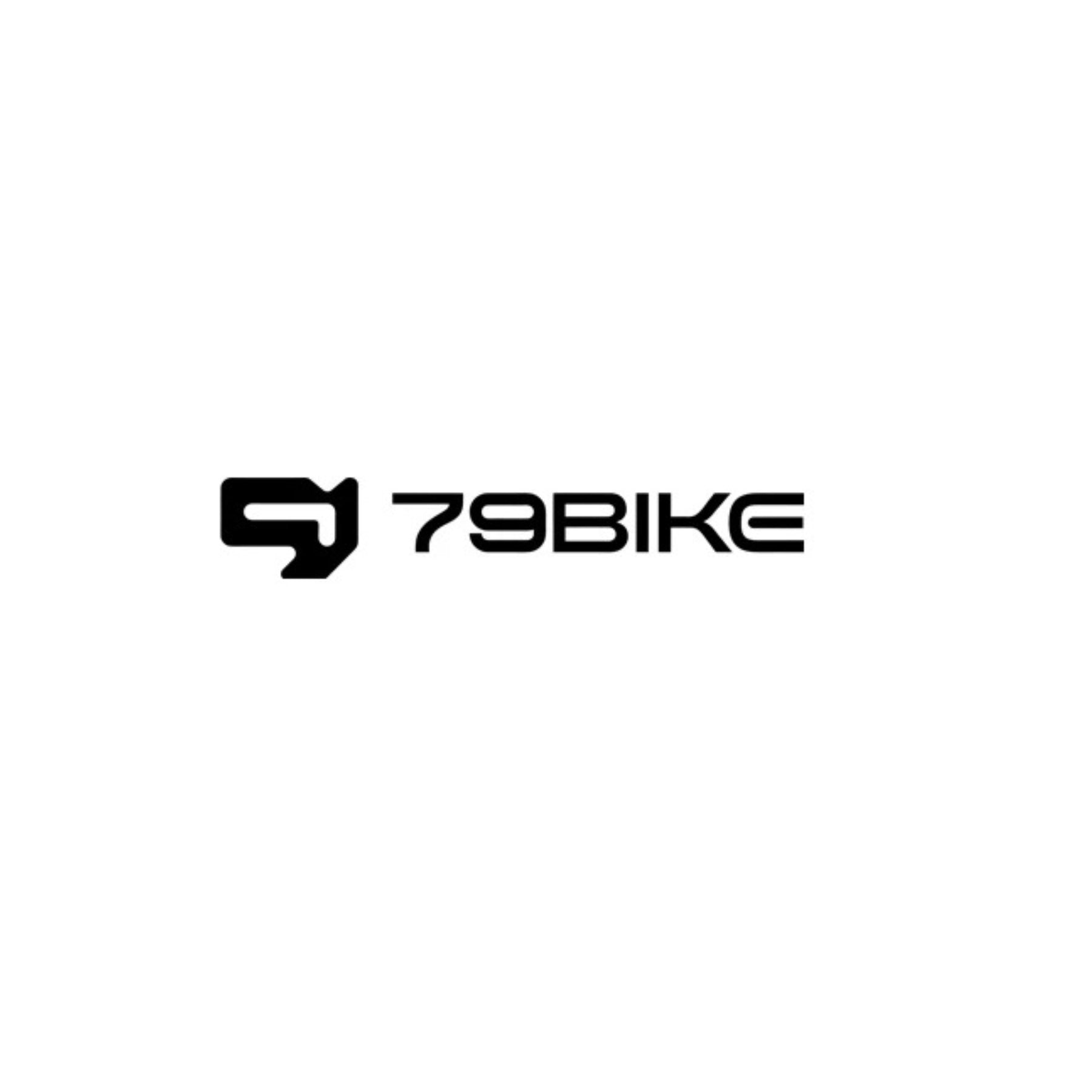 The image shows a black logo on white with a stylized bike icon inspired by the Falcon Pro Bike Frame, followed by 79Bike in bold, modern letters.