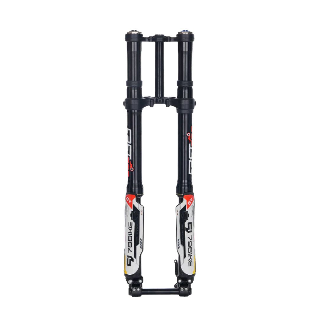 Bicycle suspension fork with 787Bike branding on a white background