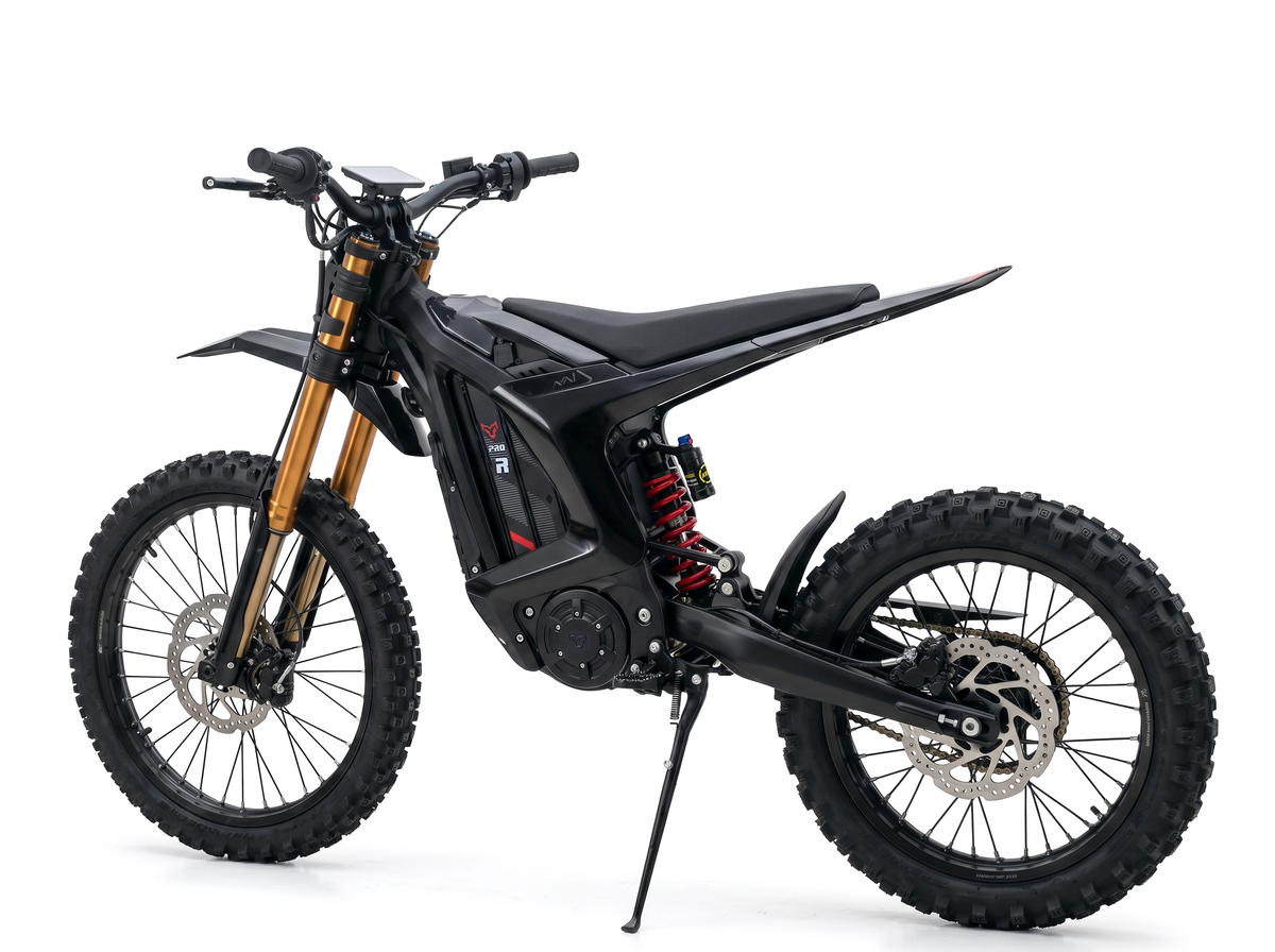 Arctic Leopard XE Pro R electric dirt bike, studio side profile