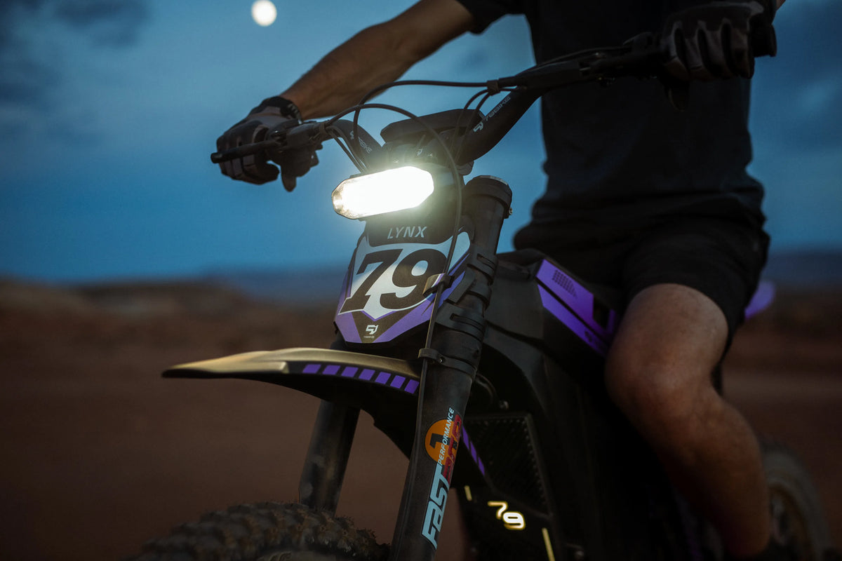 79Bike Lynx headlight and 79 number plate, close up