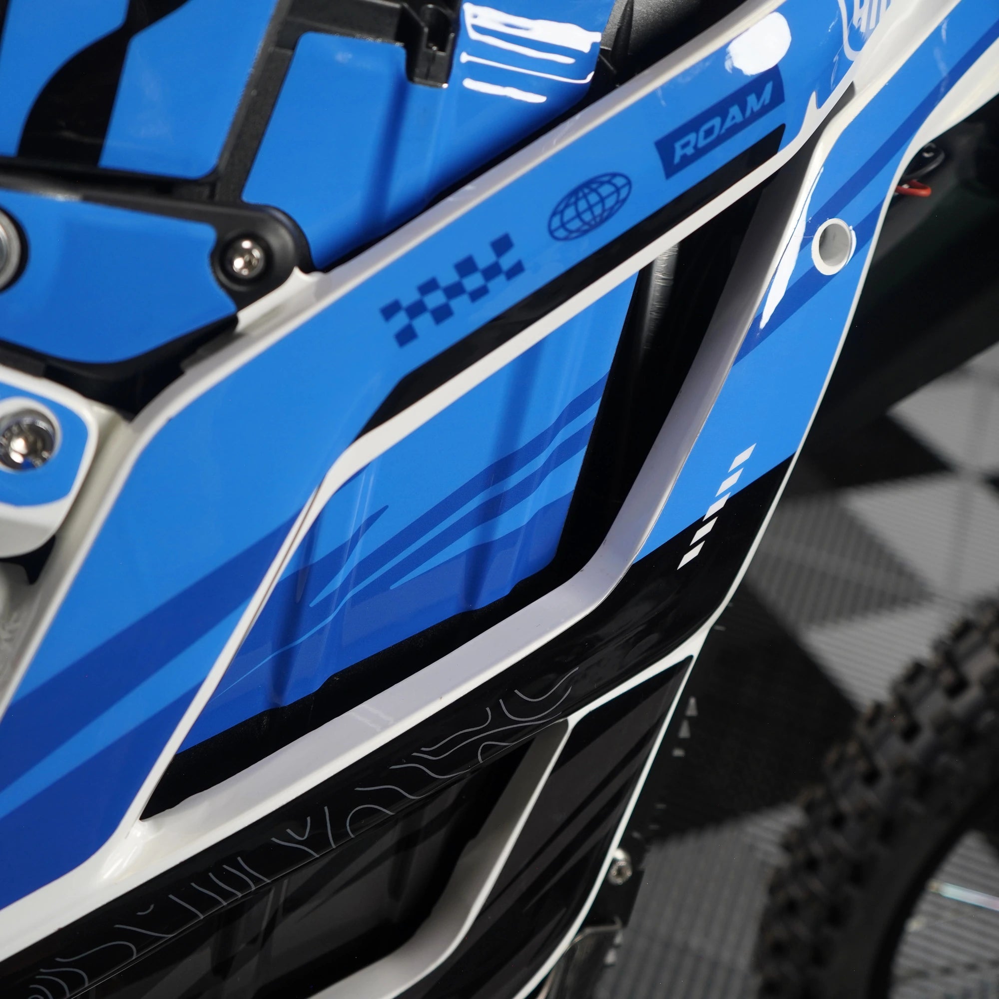 Strike E-Moto Graphics Kit, Cyclone colorway, on 79Bike Falcon