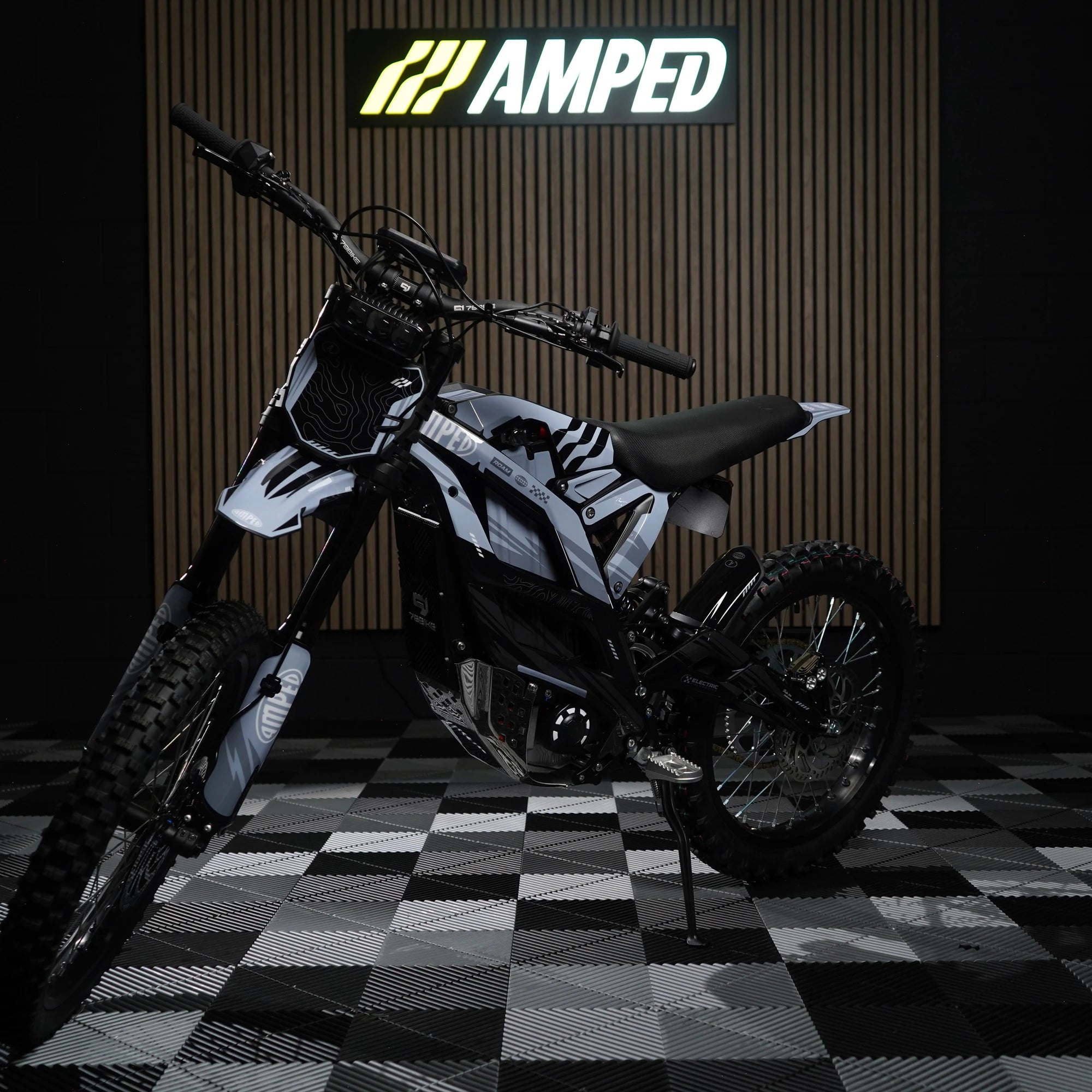 Strike E-Moto Graphics Kit, Mercury colorway, on 79Bike Falcon