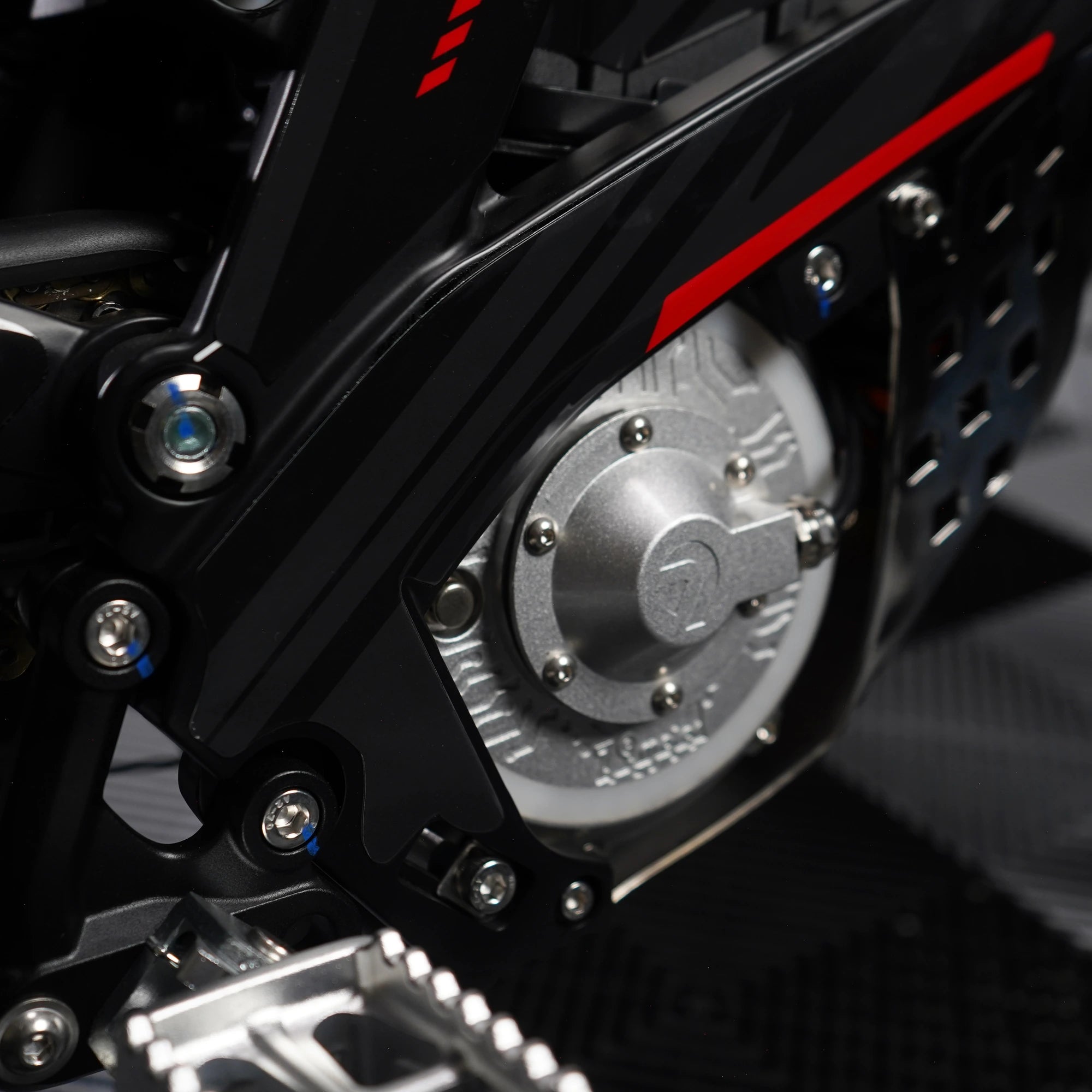 Strike E-Moto Graphics Kit, Redline colorway, on 79Bike Falcon